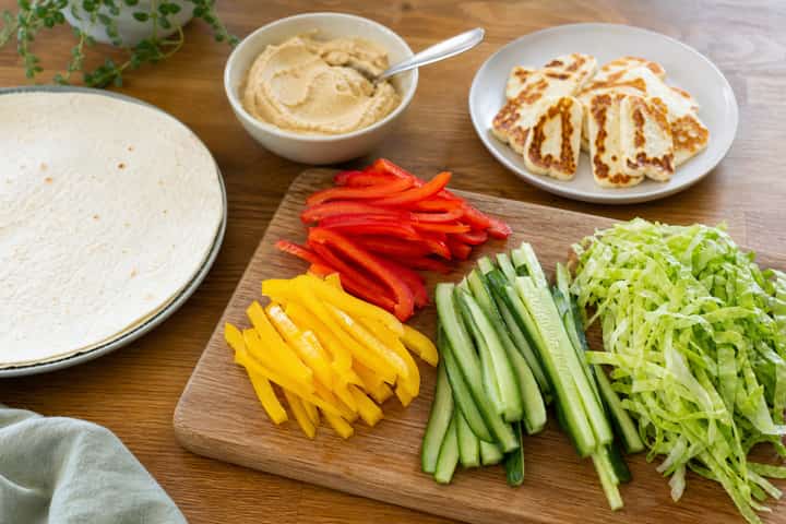 Halloumi Pepper Wraps cooking step 1: Get prepped.