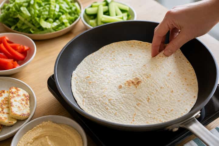 Halloumi Pepper Wraps cooking step 3: Build the flavour.