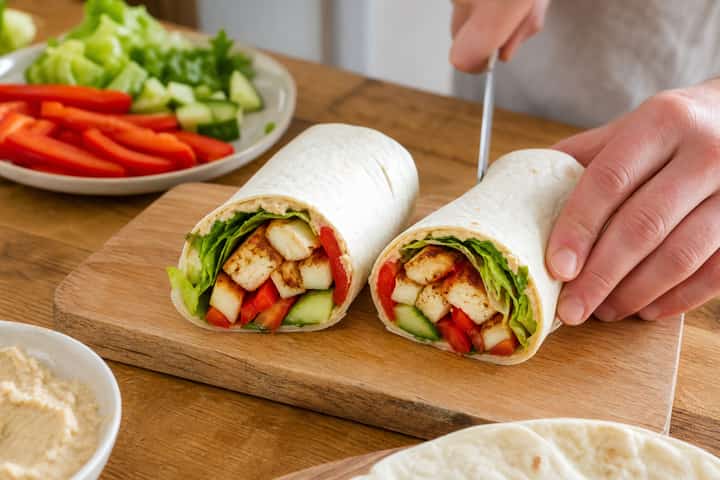 Halloumi Pepper Wraps cooking step 5: Finish the dish.