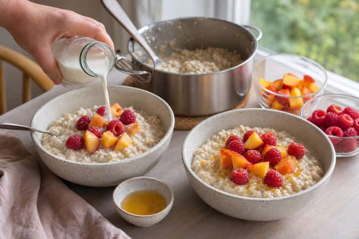 Raspberry Peach Porridge cooking step 5: Finish the dish.