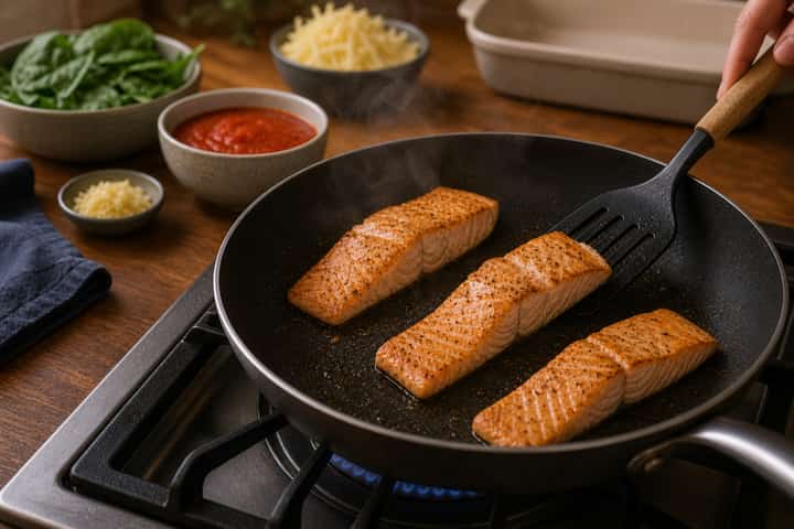 Salmon Ginger Pasta Bake cooking step 4: Bring it together.