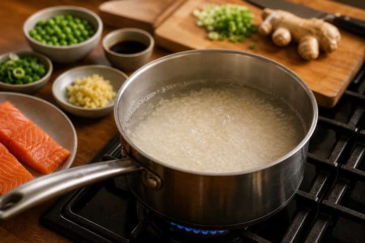 Salmon Ginger Rice Bowls cooking step 1: Get prepped.