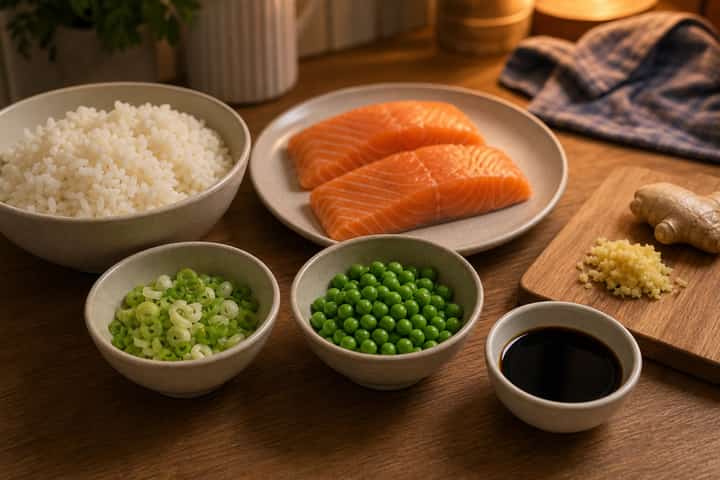 Salmon Ginger Rice Bowls cooking step 2: Start cooking.