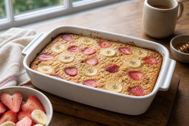 Strawberry Banana Baked Oats cooking step 5: Finish the dish.