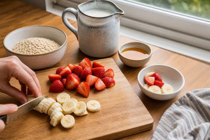 Strawberry Banana Porridge cooking step 1: Get prepped.