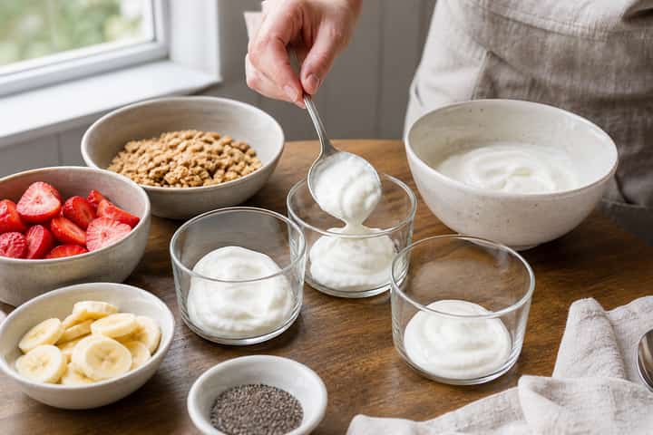 Strawberry Banana Yogurt Pots cooking step 2: Start cooking.