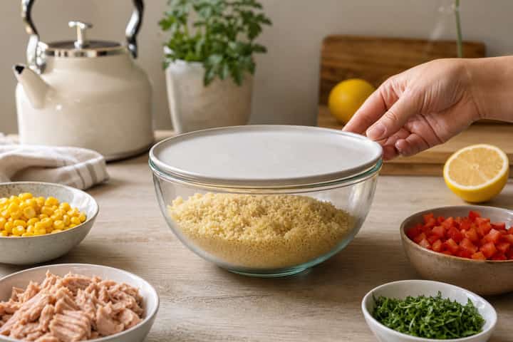Tuna Sweetcorn Couscous Boxes cooking step 1: Get prepped.