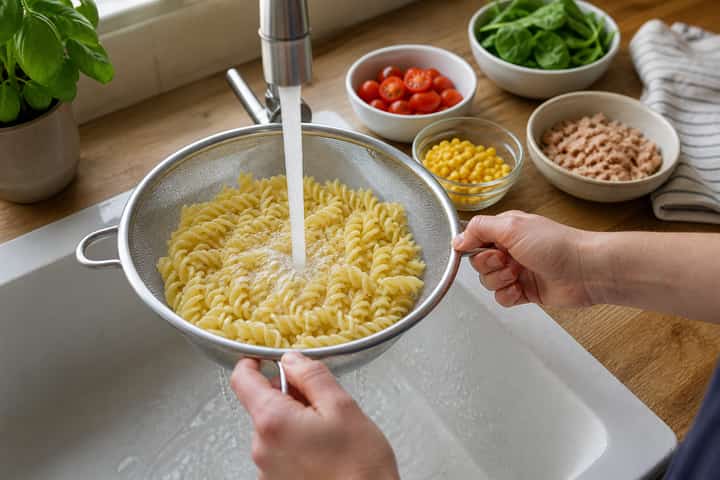 Tuna Sweetcorn Pasta Salad cooking step 1: Get prepped.