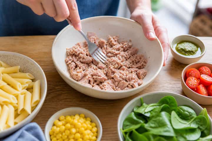 Tuna Sweetcorn Pasta Salad cooking step 3: Build the flavour.