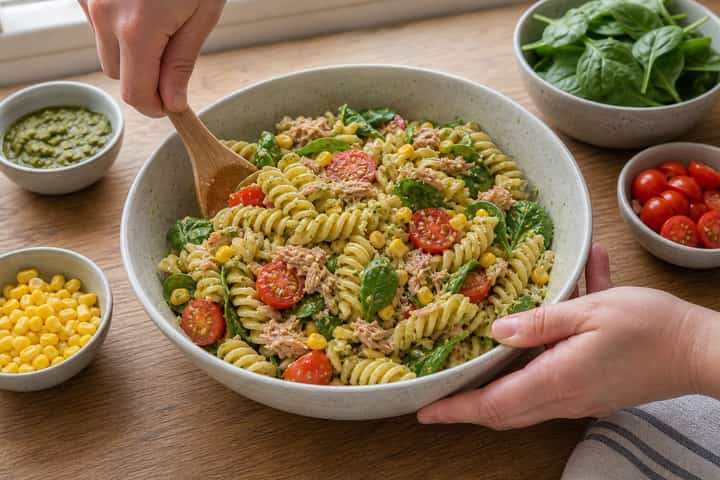 Tuna Sweetcorn Pasta Salad cooking step 5: Finish the dish.