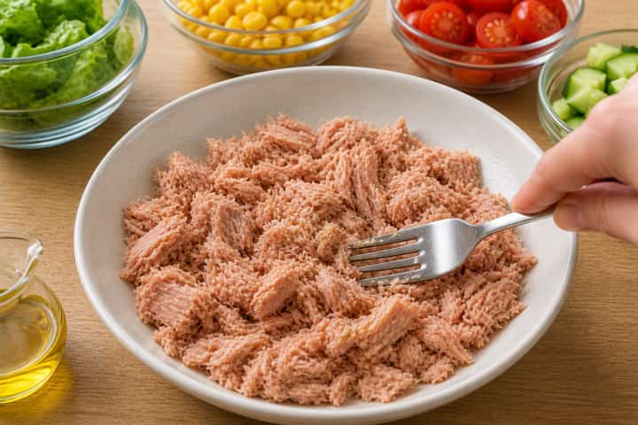 Tuna Sweetcorn Salad Boxes cooking step 2: Start cooking.