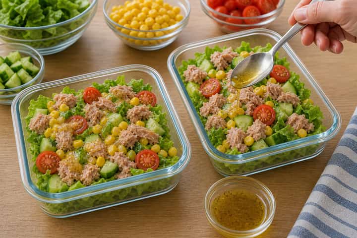 Tuna Sweetcorn Salad Boxes cooking step 5: Finish the dish.