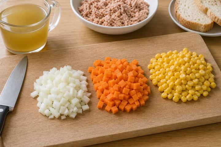 Tuna Sweetcorn Soup Pots cooking step 1: Get prepped.