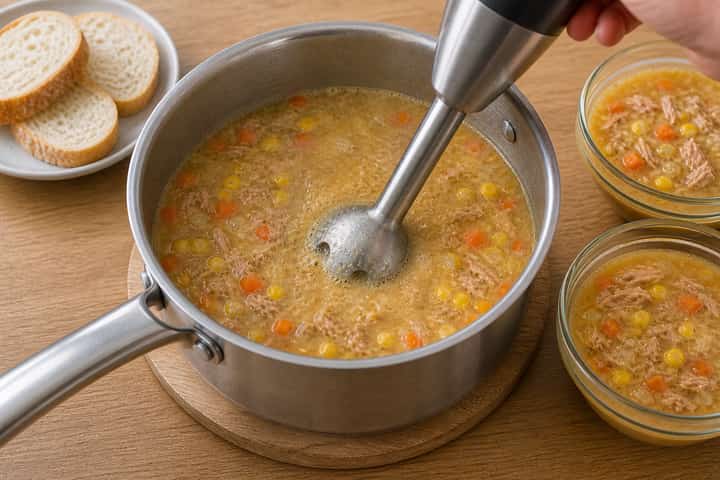 Tuna Sweetcorn Soup Pots cooking step 5: Finish the dish.