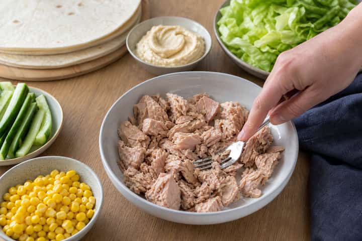 Tuna Sweetcorn Wraps cooking step 2: Start cooking.