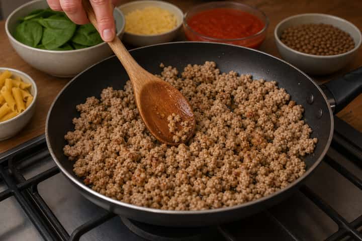 Turkey Lentil Pasta Bake cooking step 4: Bring it together.