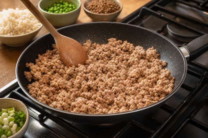 Turkey Lentil Rice Bowls cooking step 3: Build the flavour.