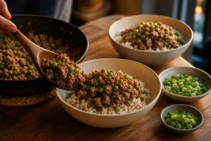Turkey Lentil Rice Bowls cooking step 6: Serve.