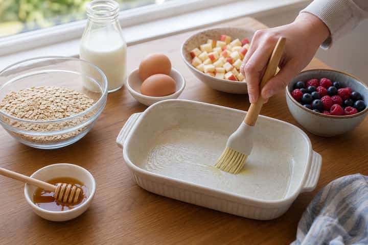 Apple Berry Baked Oats cooking step 1: Get prepped.