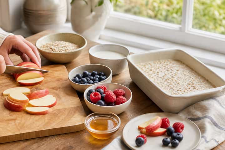 Apple Berry Baked Oats cooking step 2: Start cooking.