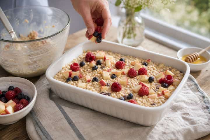 Apple Berry Baked Oats cooking step 4: Bring it together.