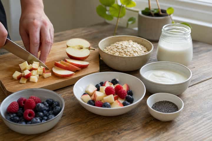 Apple Berry Overnight Oats cooking step 1: Get prepped.