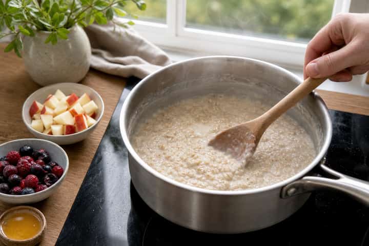 Apple Berry Porridge cooking step 3: Build the flavour.