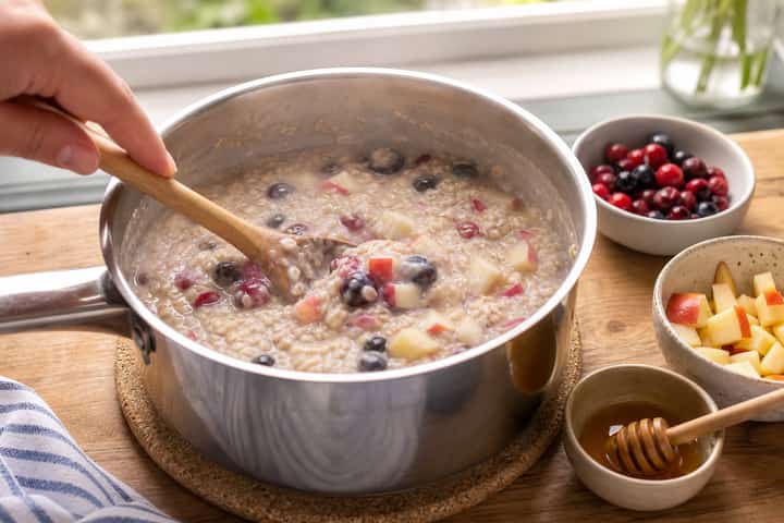Apple Berry Porridge cooking step 4: Bring it together.