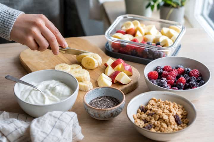 Apple Berry Smoothie Bowls cooking step 1: Get prepped.