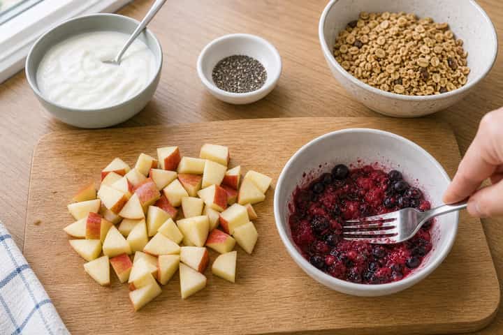 Apple Berry Yogurt Pots cooking step 1: Get prepped.