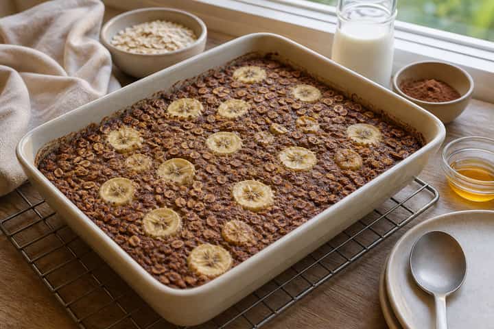 Banana Cacao Baked Oats cooking step 5: Finish the dish.