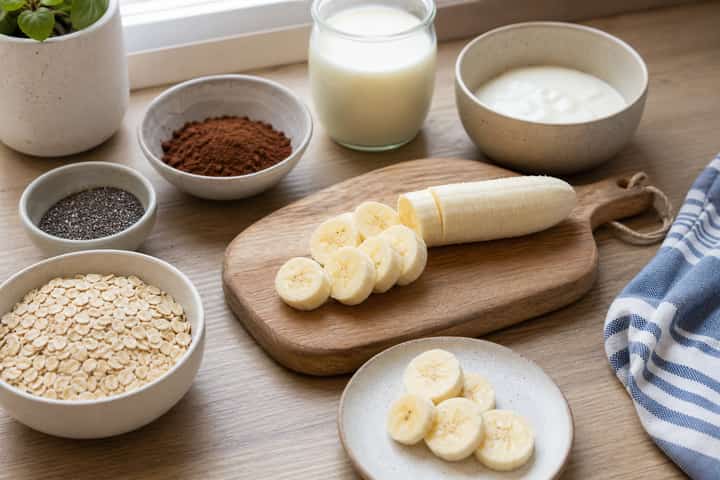 Banana Cacao Overnight Oats cooking step 1: Get prepped.