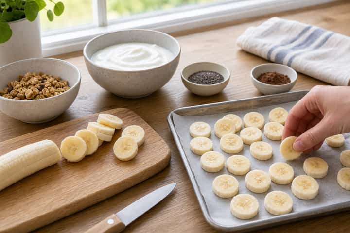 Banana Cacao Smoothie Bowls cooking step 1: Get prepped.