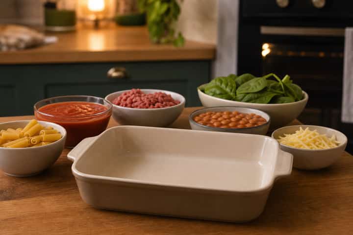 Beef Bean Pasta Bake cooking step 1: Get prepped.