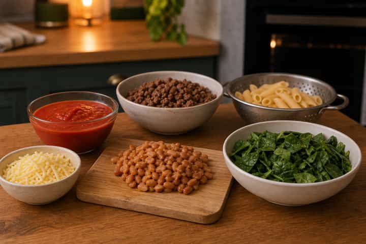 Beef Bean Pasta Bake cooking step 3: Build the flavour.