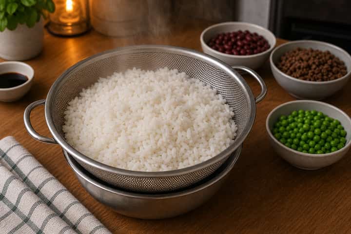 Beef Bean Rice Bowls cooking step 5: Finish the dish.