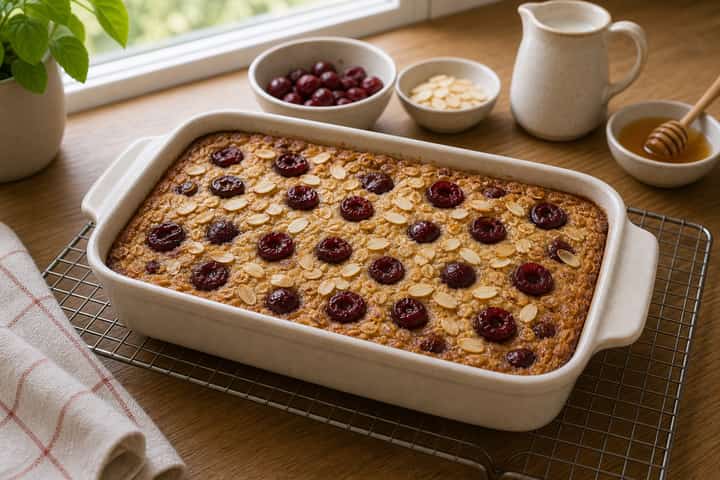 Cherry Almond Baked Oats cooking step 5: Finish the dish.