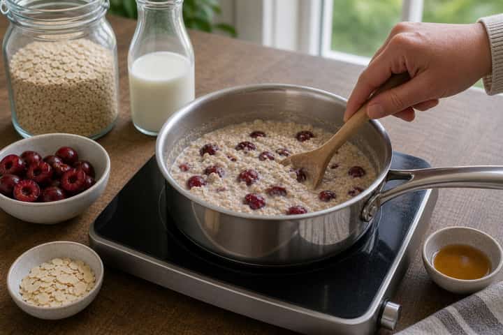 Cherry Almond Porridge cooking step 4: Bring it together.