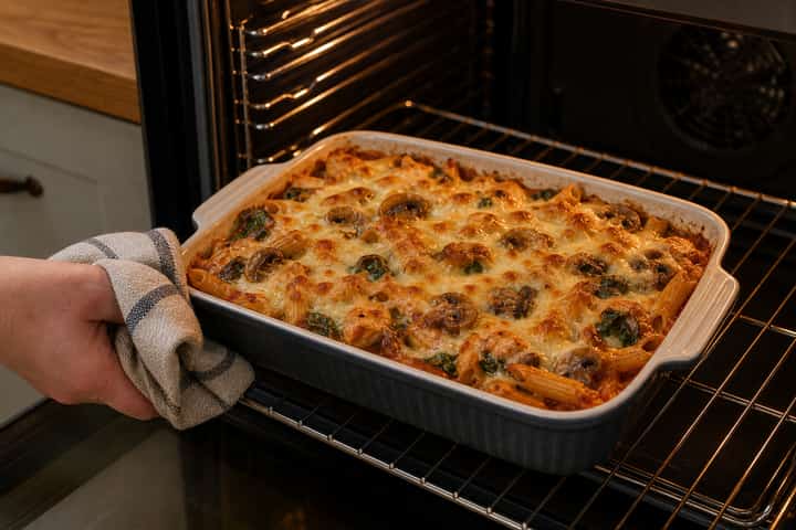 Chicken Mushroom Pasta Bake cooking step 6: Serve.