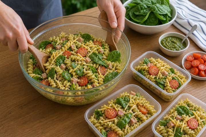Ham Cheddar Pasta Salad cooking step 5: Finish the dish.