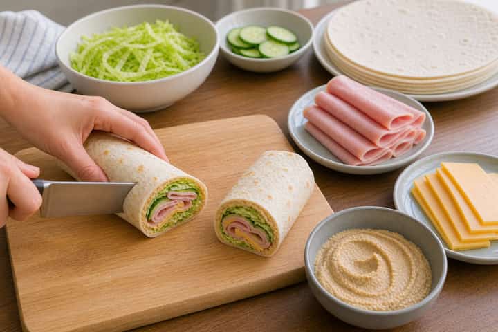 Ham Cheddar Wraps cooking step 5: Finish the dish.