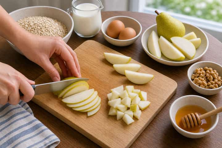 Pear Walnut Baked Oats cooking step 2: Start cooking.