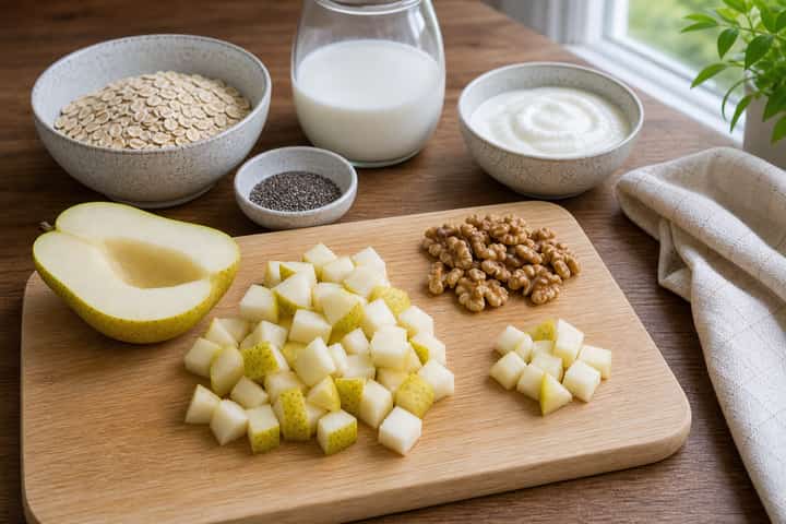 Pear Walnut Overnight Oats cooking step 1: Get prepped.