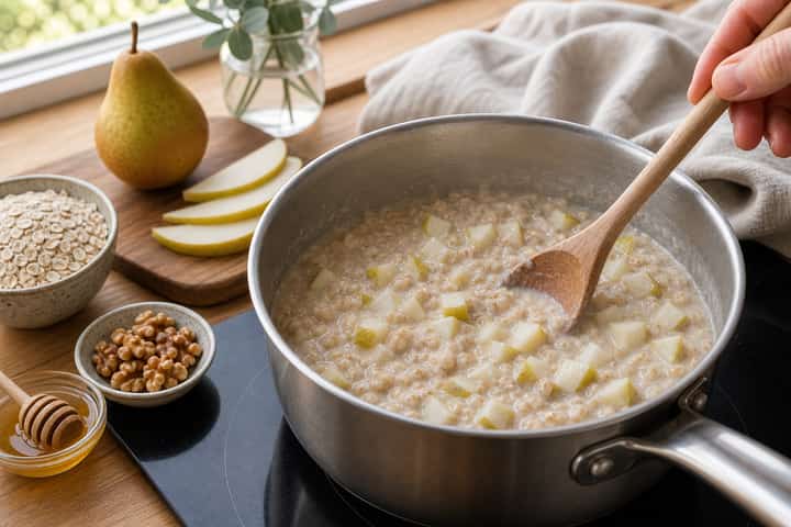 Pear Walnut Porridge cooking step 4: Bring it together.