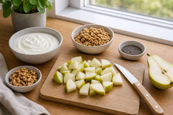 Pear Walnut Yogurt Pots cooking step 1: Get prepped.