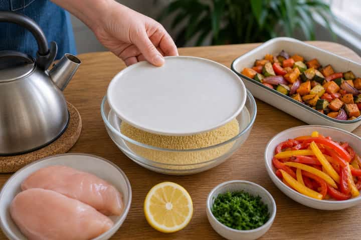 Roast Chicken Couscous Boxes cooking step 1: Get prepped.