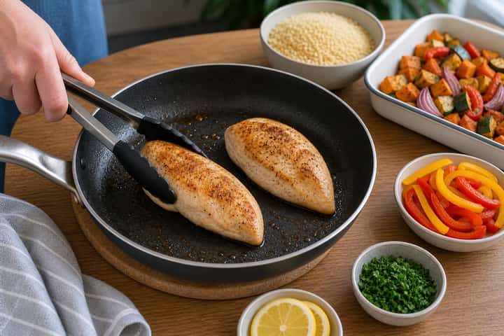 Roast Chicken Couscous Boxes cooking step 3: Build the flavour.