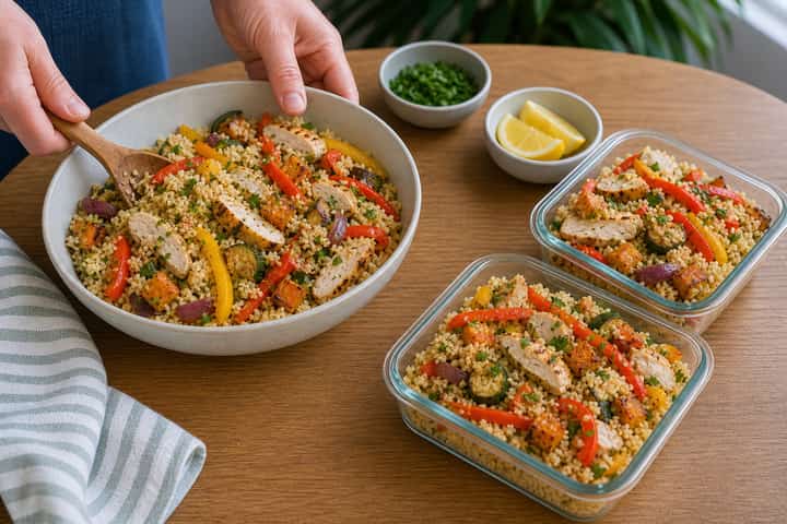 Roast Chicken Couscous Boxes cooking step 5: Finish the dish.