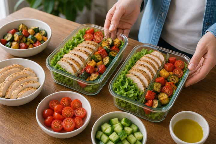 Roast Chicken Salad Boxes cooking step 4: Bring it together.