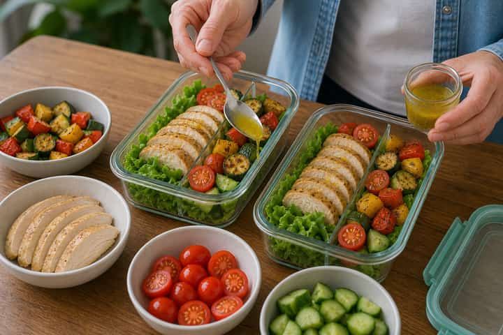 Roast Chicken Salad Boxes cooking step 5: Finish the dish.